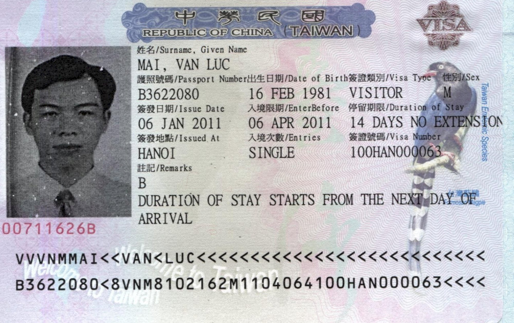 Thông tin trên visa
